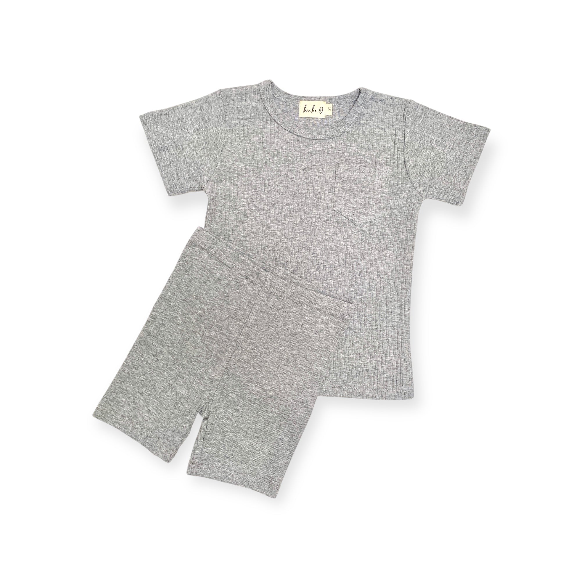 Biker Short Set - Heathered Grey