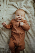 Organic Cotton Baby Sleeper, Pink Terracotta| ba.be.O