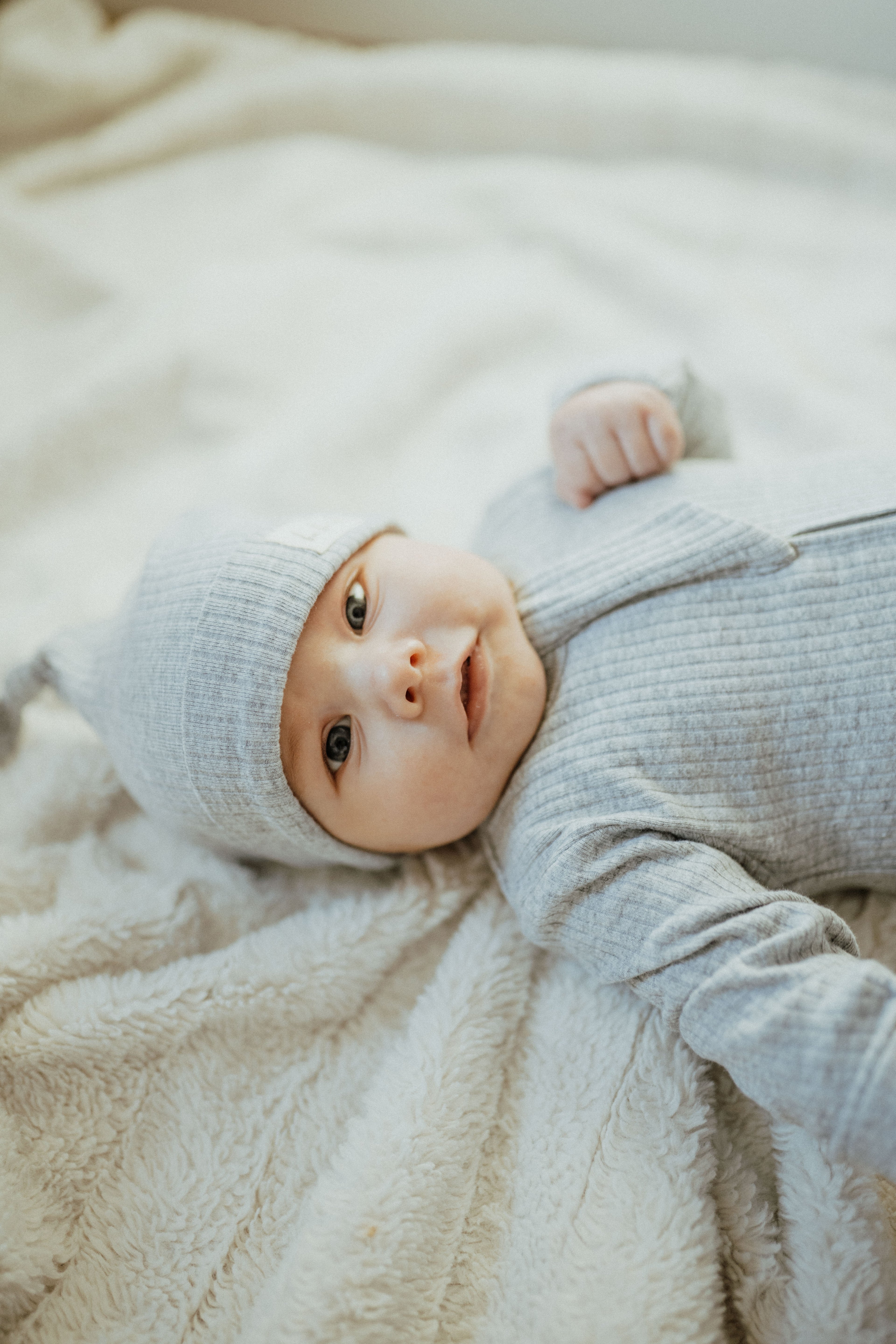 Organic Cotton Baby Sleeper, Heathered Grey| ba.be.O