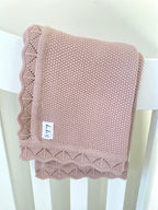 Knit Baby Blanket - Dusty Rose
