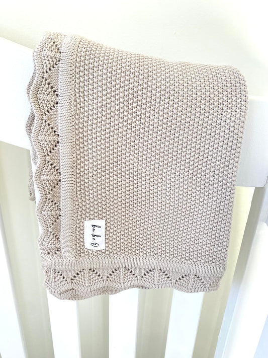 Knit Baby Blanket - Sandstone
