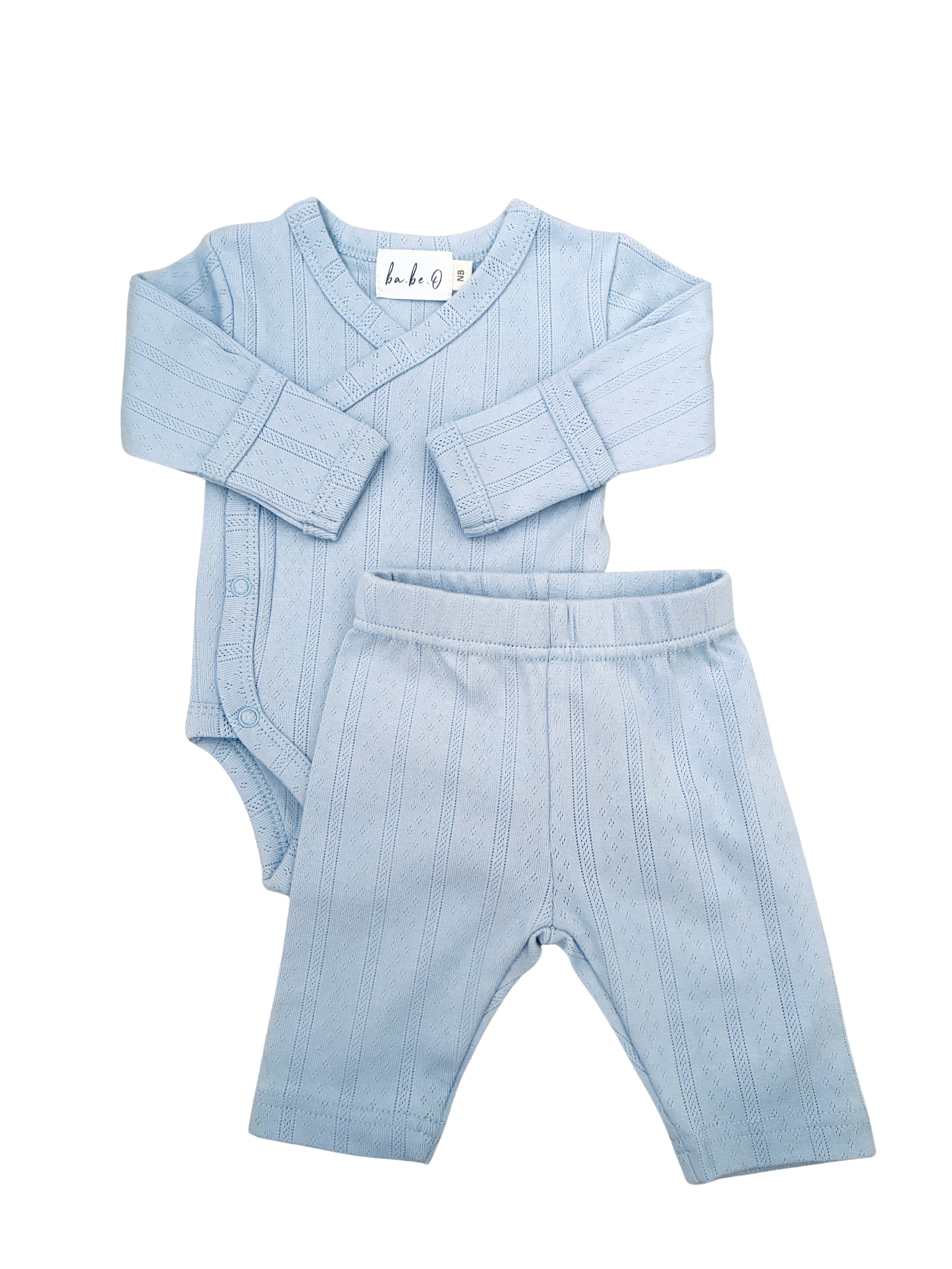 Pointelle Kimono Set -Pastel Blue