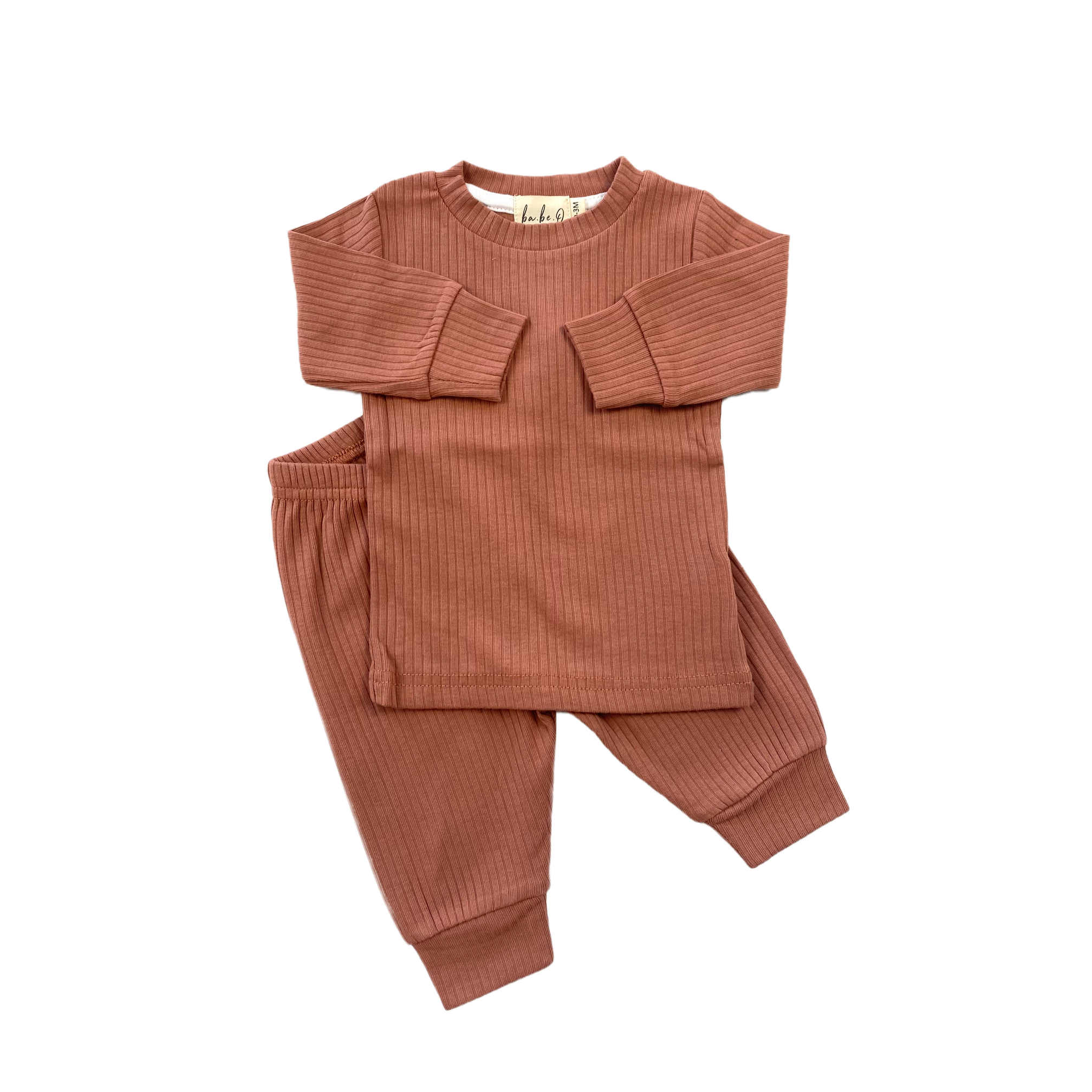 Organic Cotton Two-Piece Baby Outfit, Pink Terracotta | ba.be.O Canada