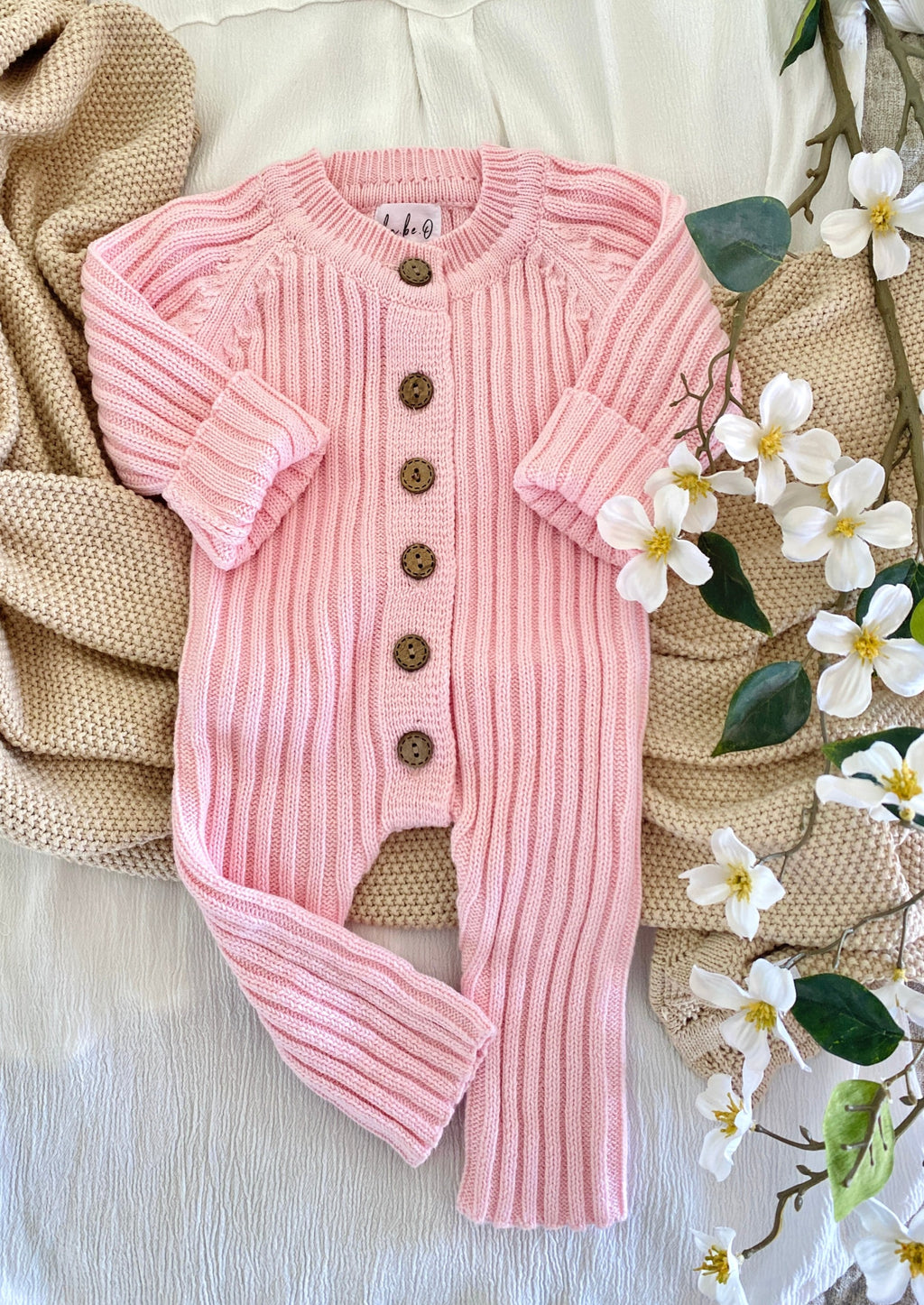 Knit Romper - Petal Pink