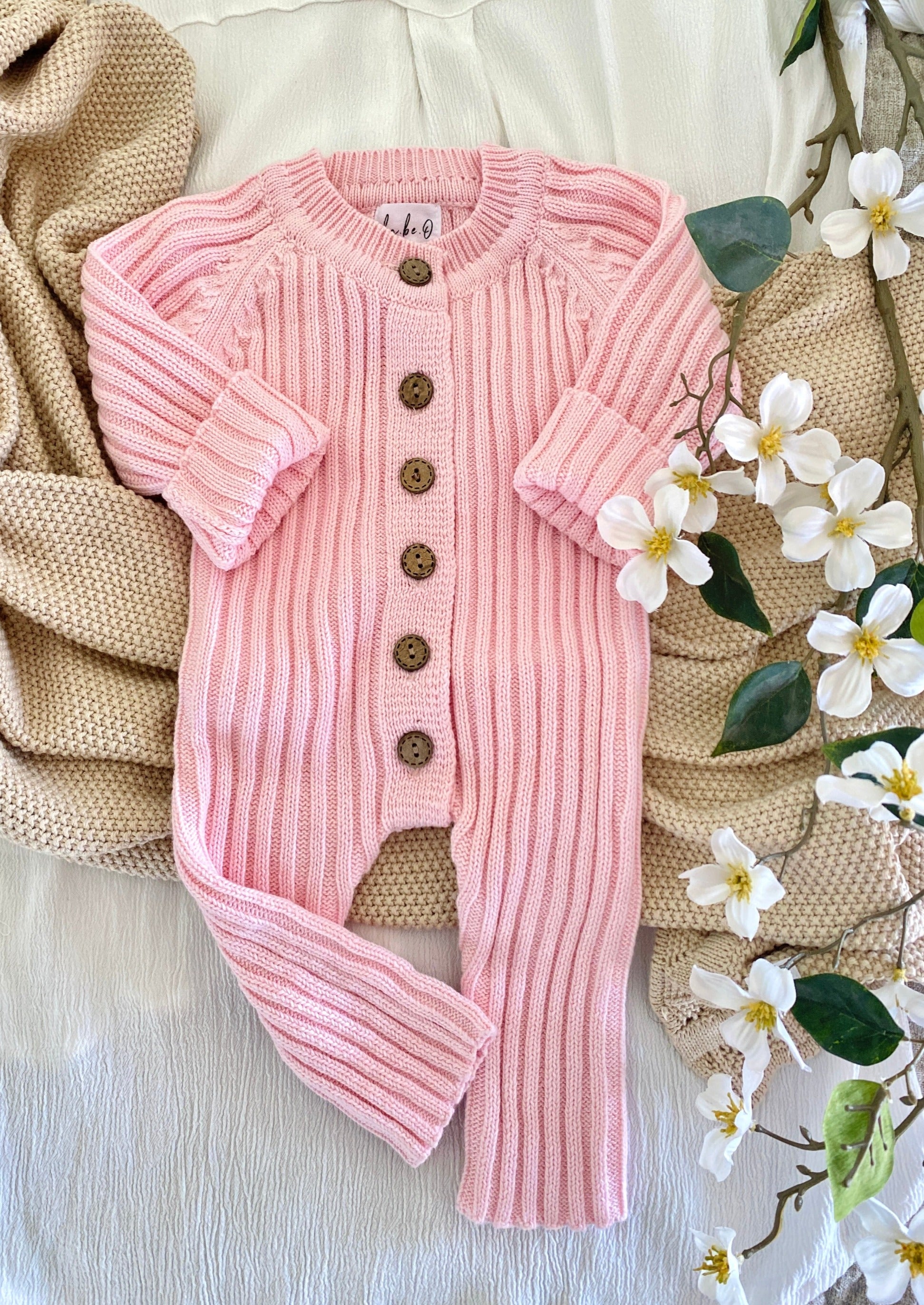 Knit Romper - Petal Pink