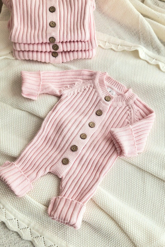 Knit Romper - Petal Pink