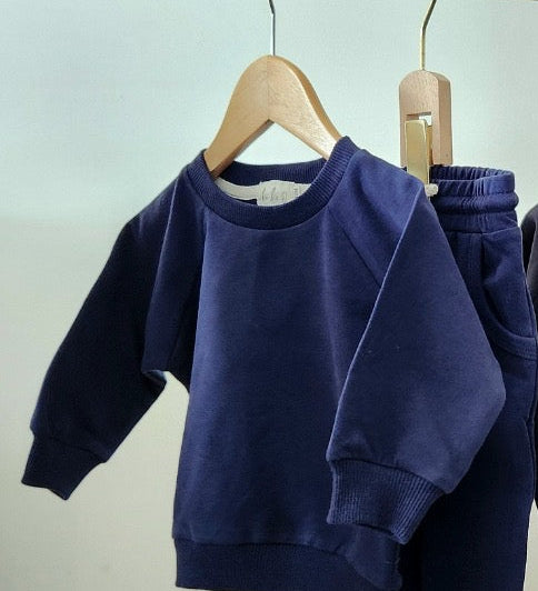 *NEW* Organic Cotton Baby & Toddler Sweatsuit, Navy | ba.be.O Canada
