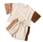 Tri-Colored Short Set - Brown