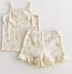 Pointelle Print Short Set - Creamy Beige