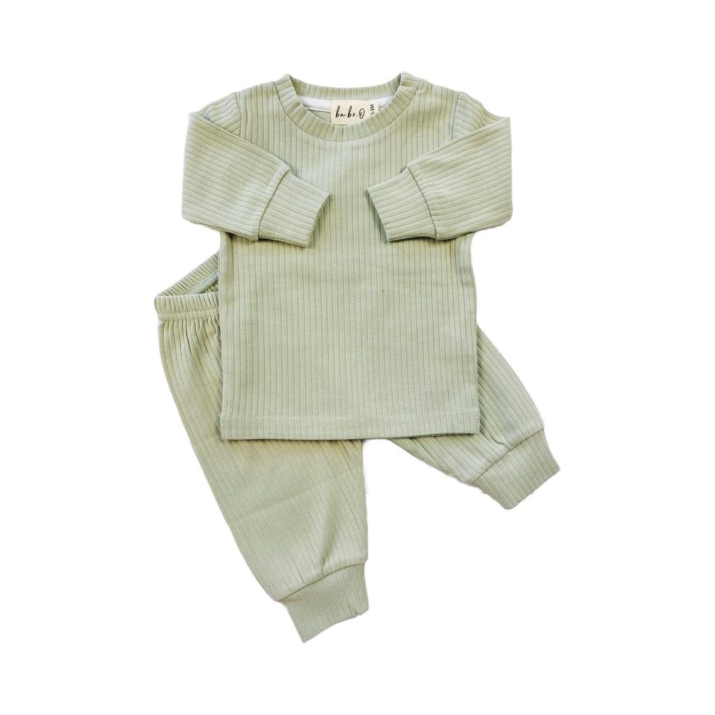 Organic Cotton Two-Piece Baby Outfit, Light Sage | ba.be.O Canada