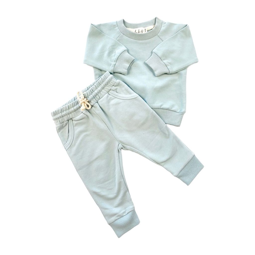 Organic Cotton Baby & Toddler Sweatsuit, Seafoam | ba.be.O Canada