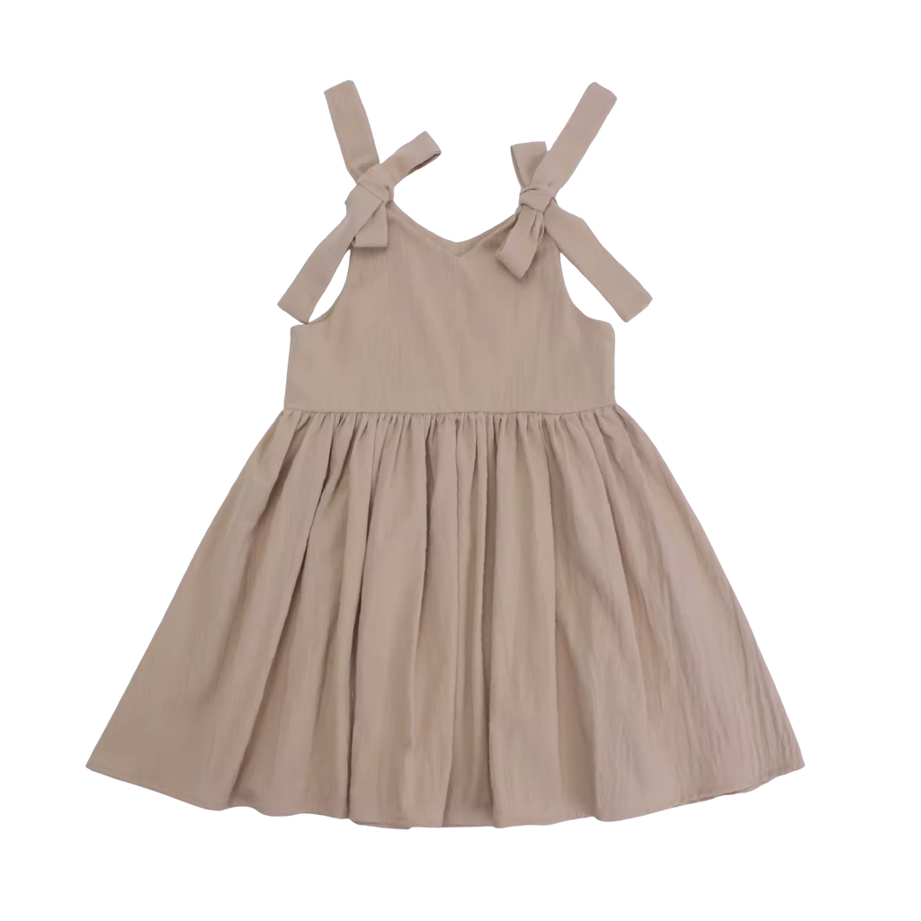 Cotton Shoulder Tie Dres