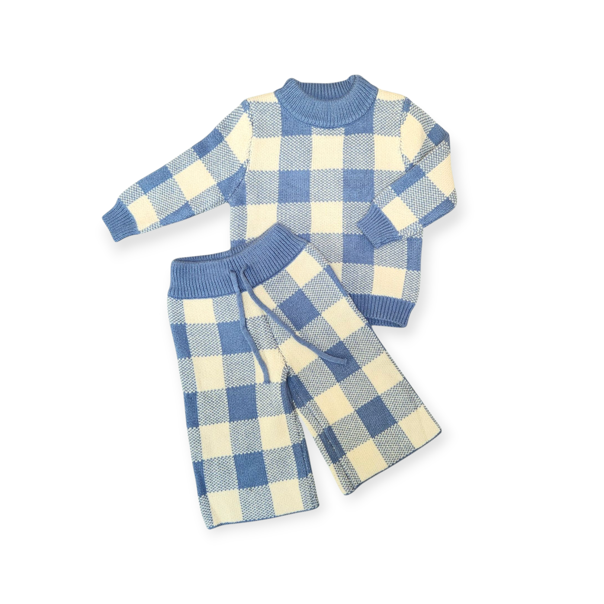 Checkered Knit Suit – Blue | ba.be.O Canada