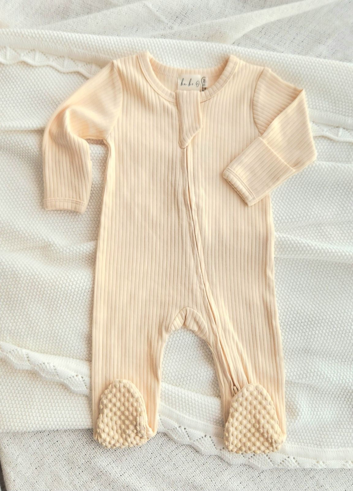 Ribbed Infant Sleeper - Cream