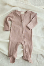 Organic Cotton Baby Sleeper, Vintage Mauve | ba.be.O