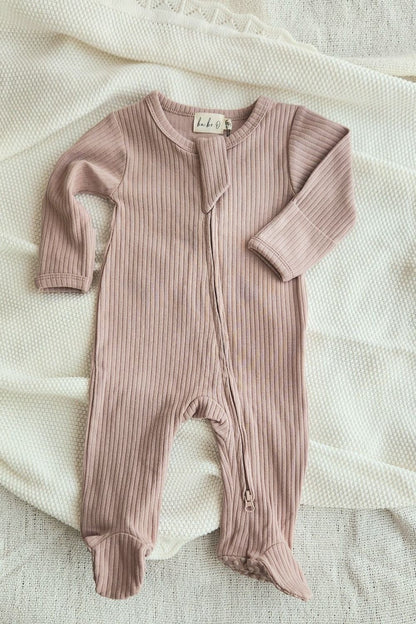 Ribbed Infant Sleeper - Vintage Mauve