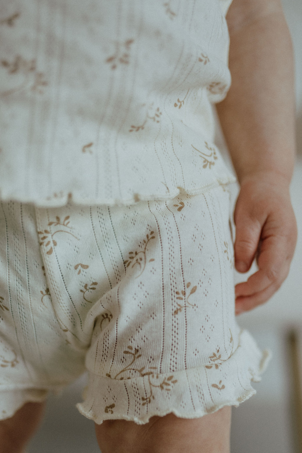 Pointelle Print Short Set - Creamy Beige