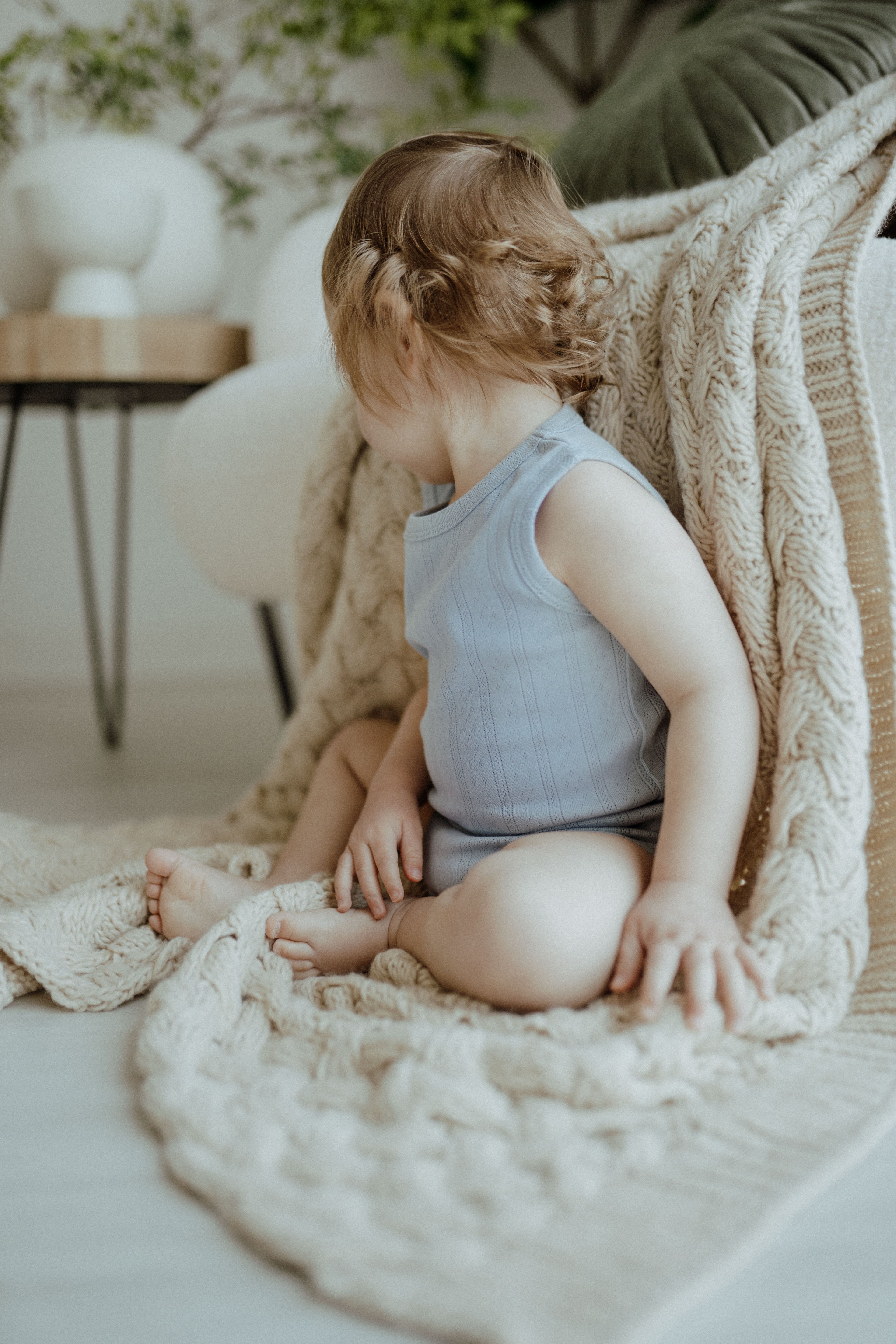 Pointelle Romper - Pastel Blue