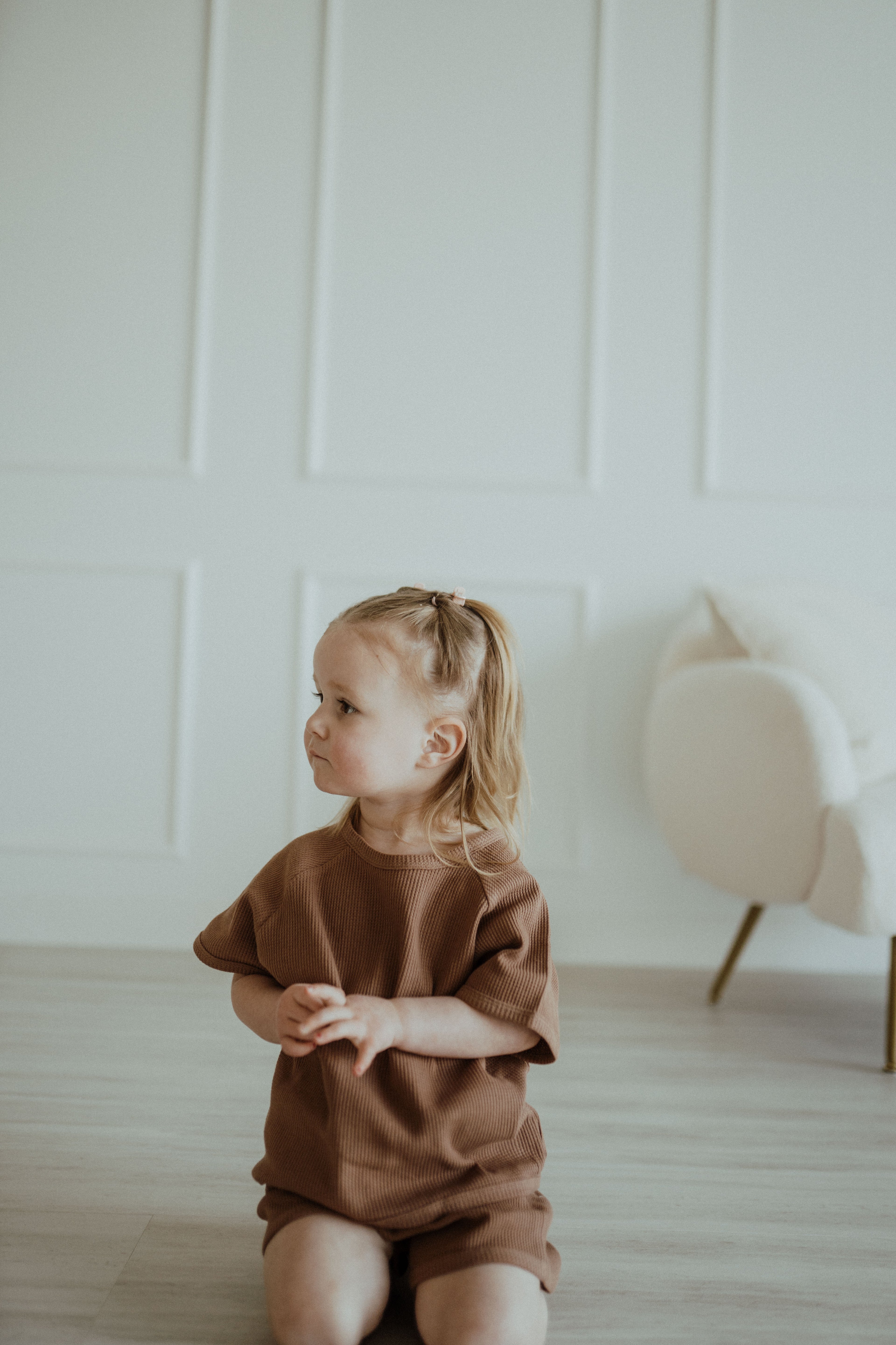 Waffle Short Set - Brown