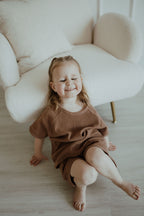 Waffle Short Set - Brown