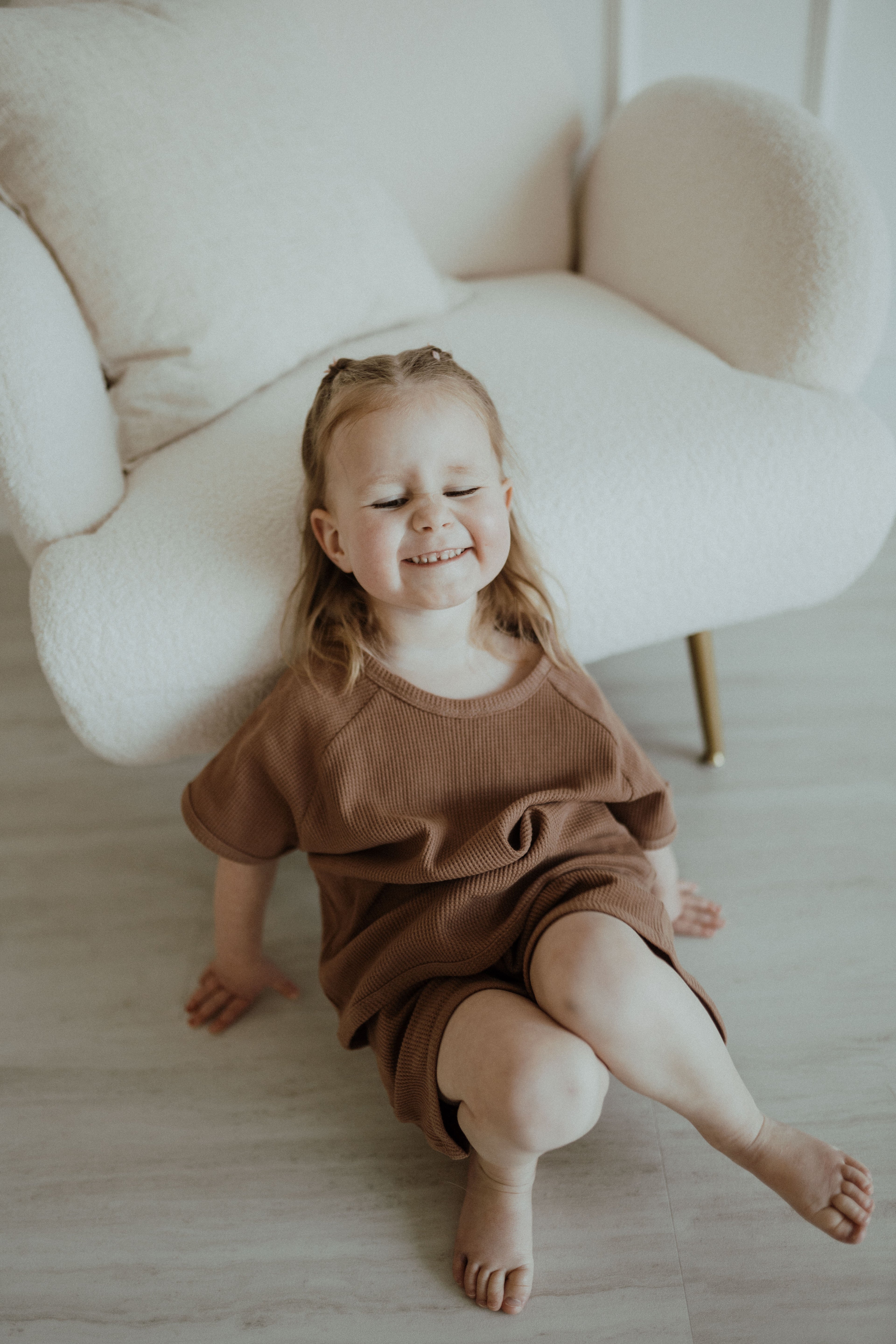 Waffle Short Set - Brown