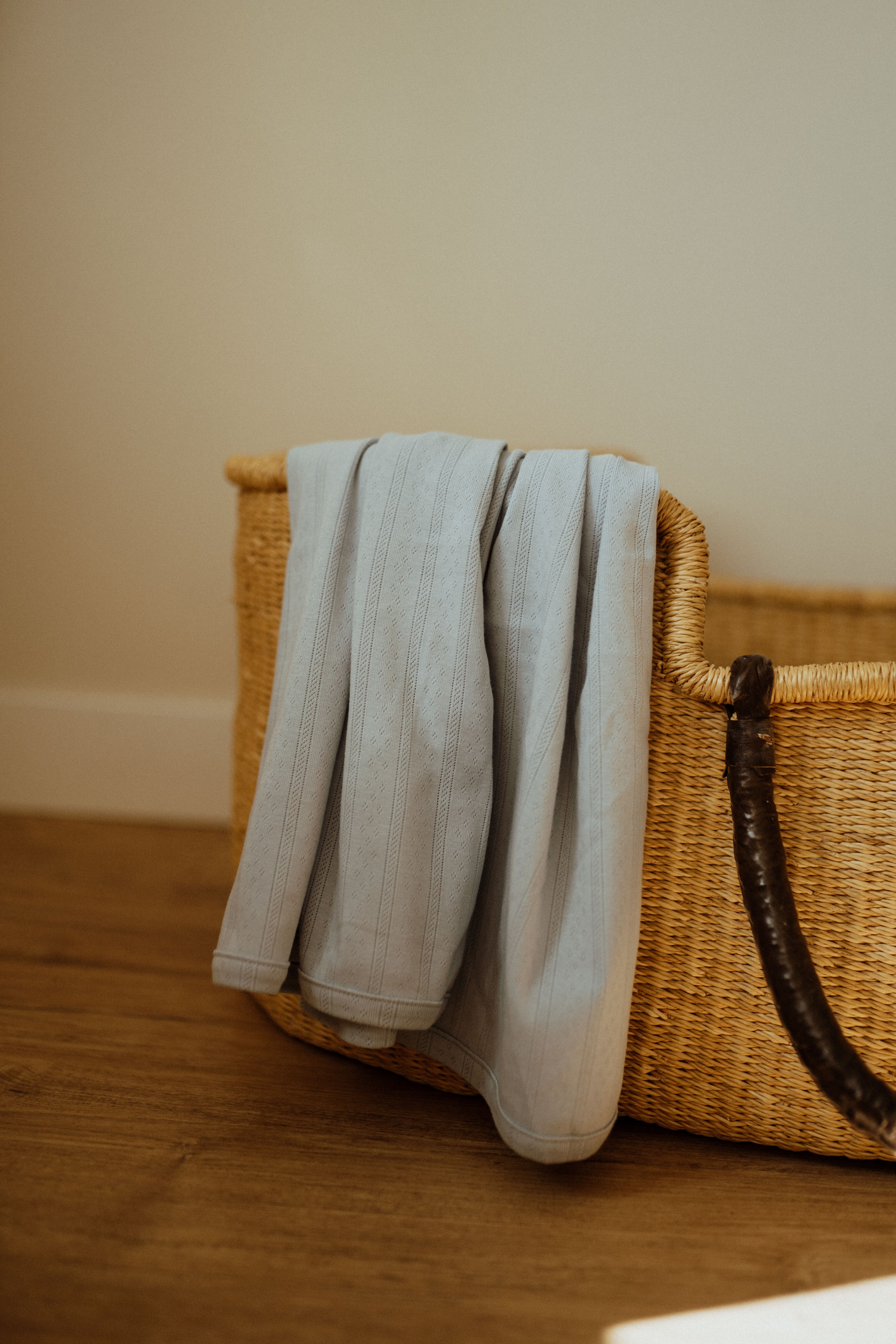 Pointelle Swaddle Blanket - Pastel Blue