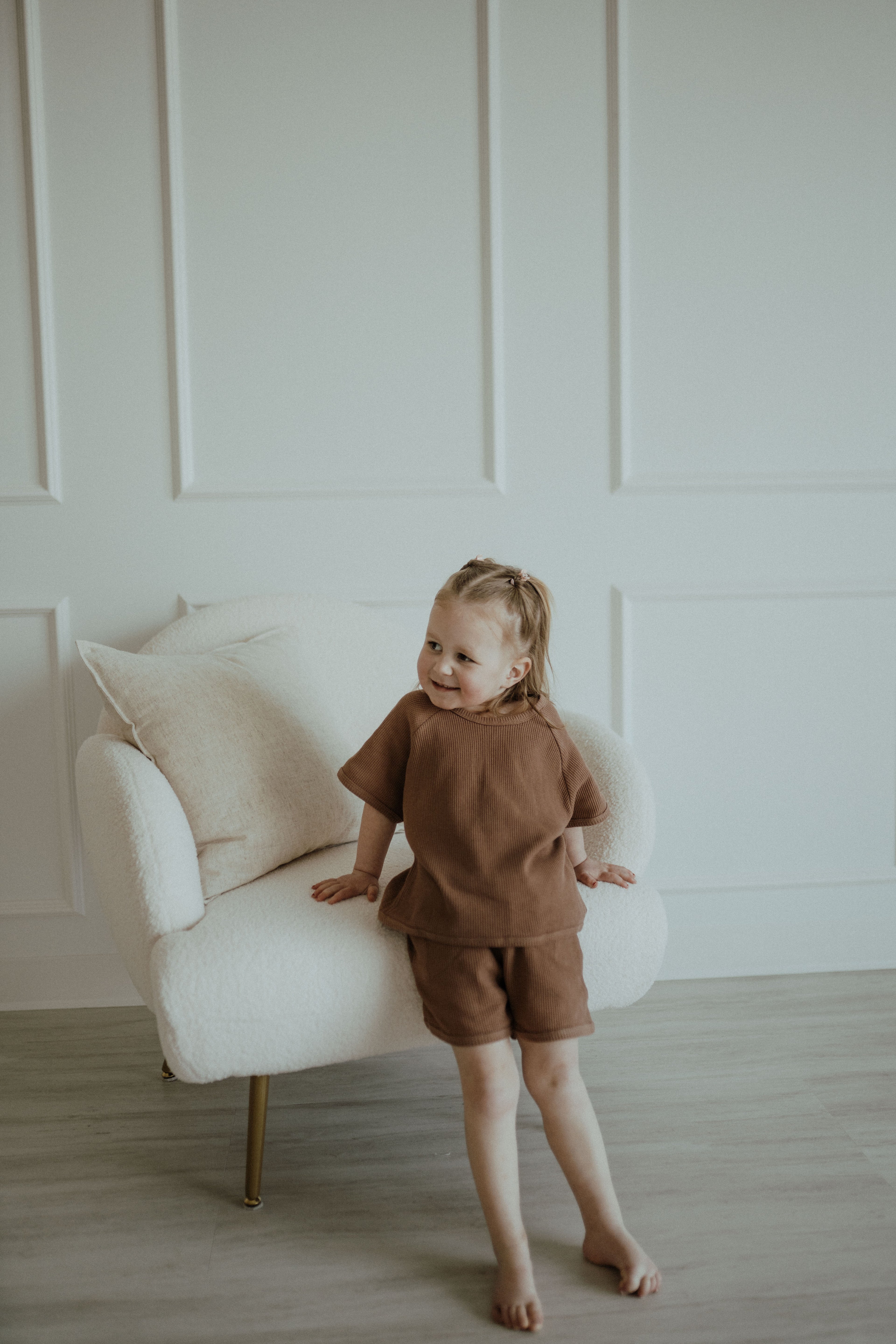 Waffle Short Set - Brown
