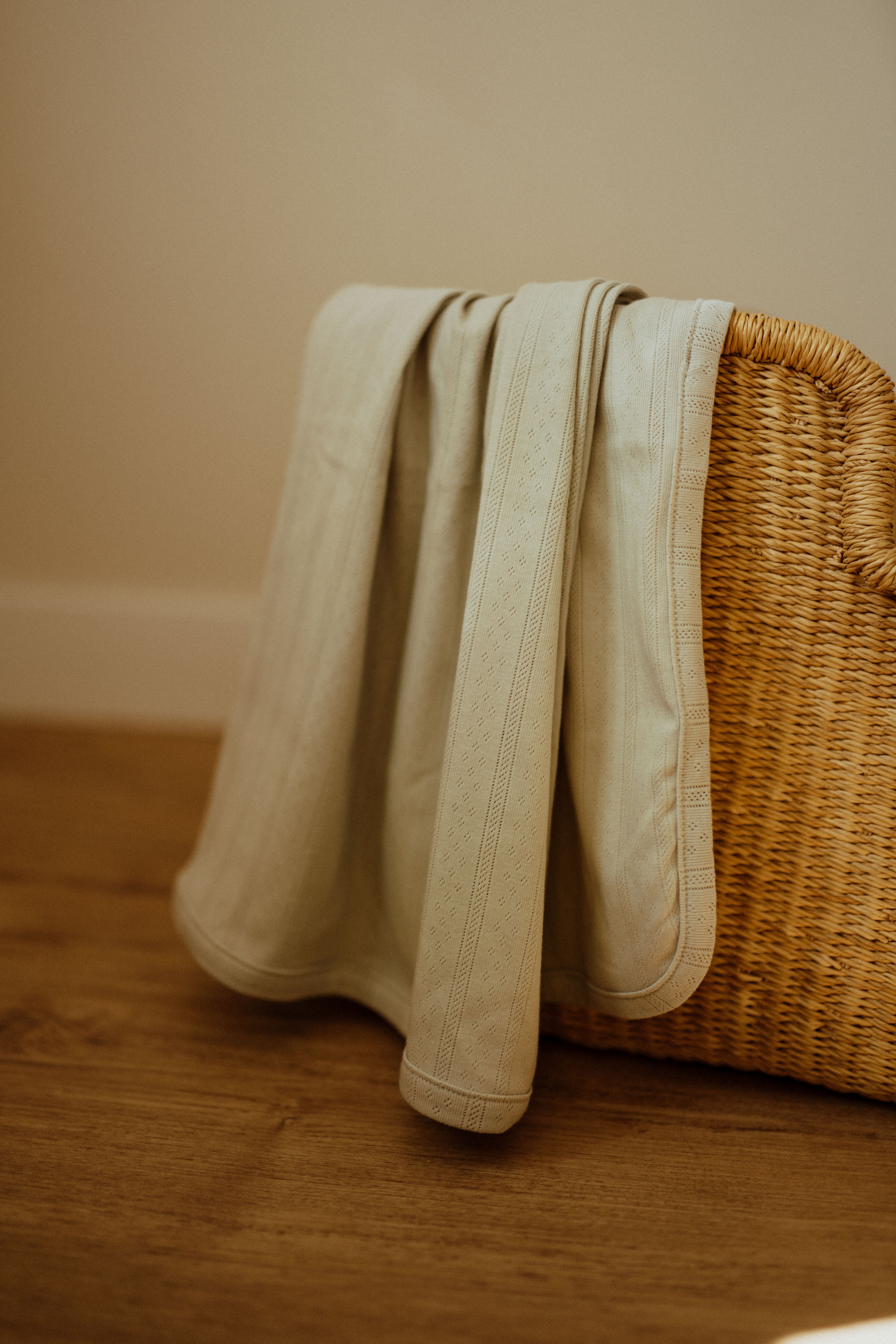 Pointelle Swaddle Blanket - Light Sage