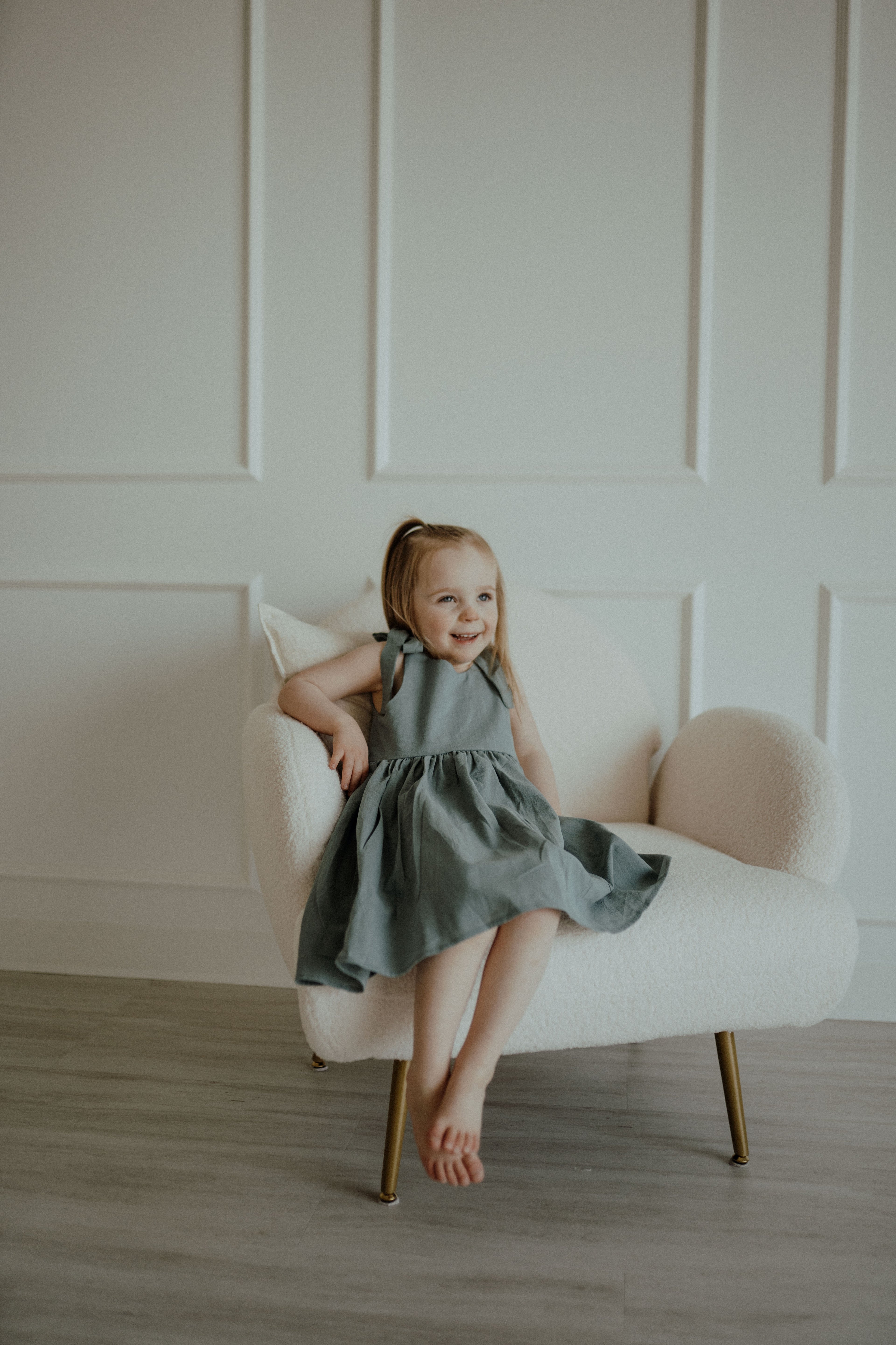 Cotton Shoulder Tie Dress - Teal
