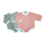 Bubble Romper - Sage Striped