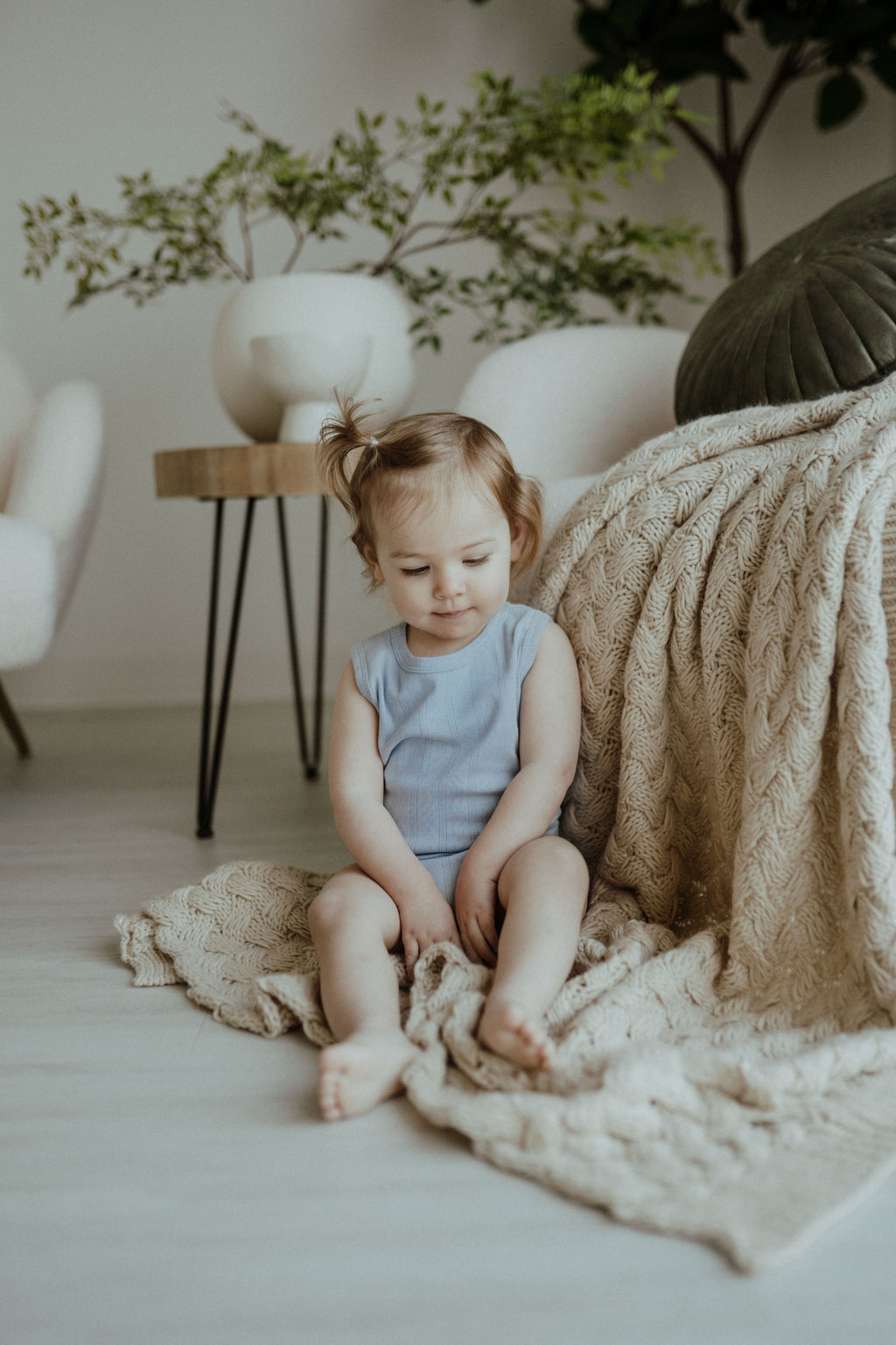 Pointelle Romper - Pastel Blue