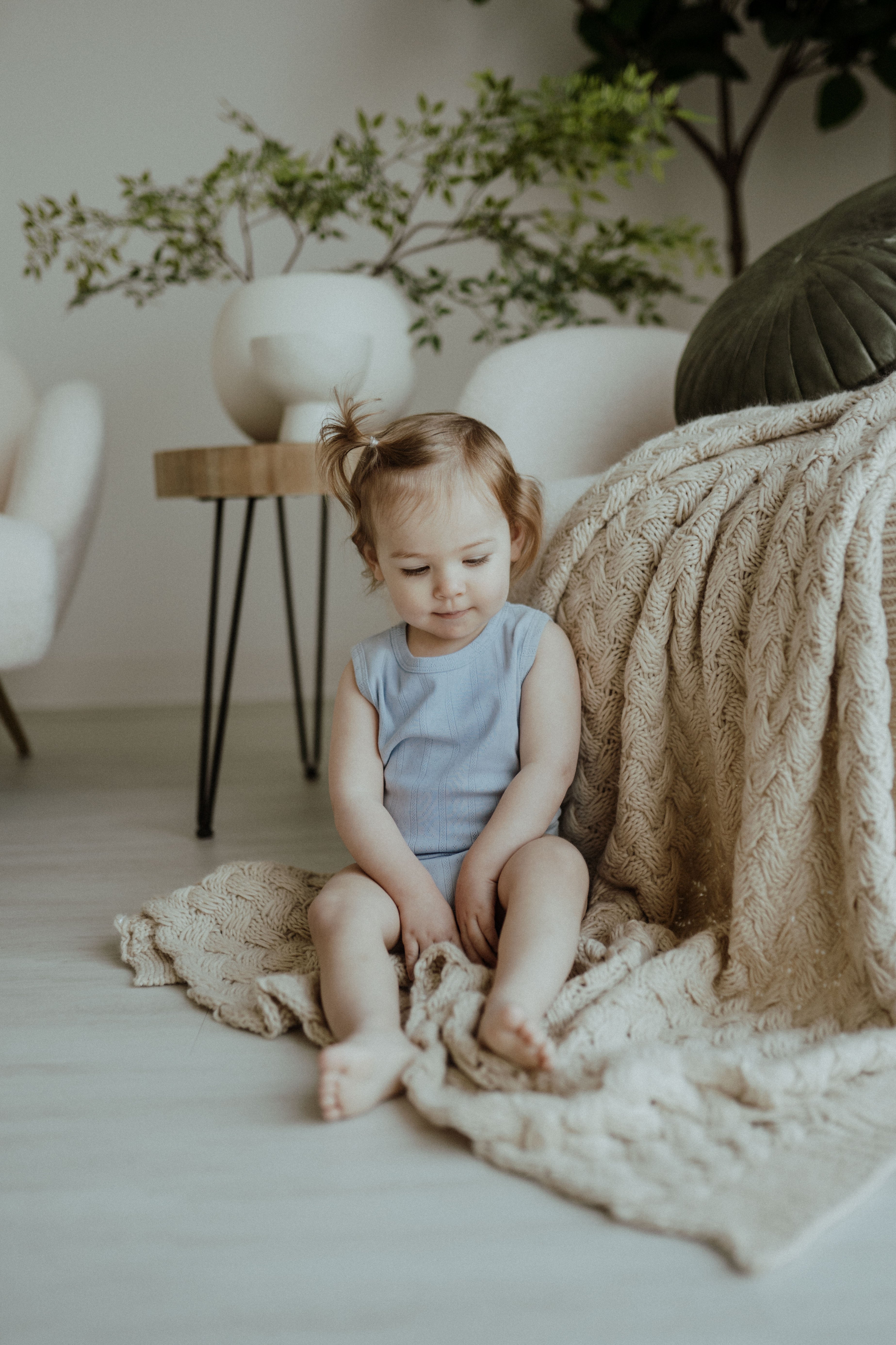 Pointelle Romper - Pastel Blue