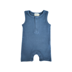 Ribbed Tank Romper - Deep Blue