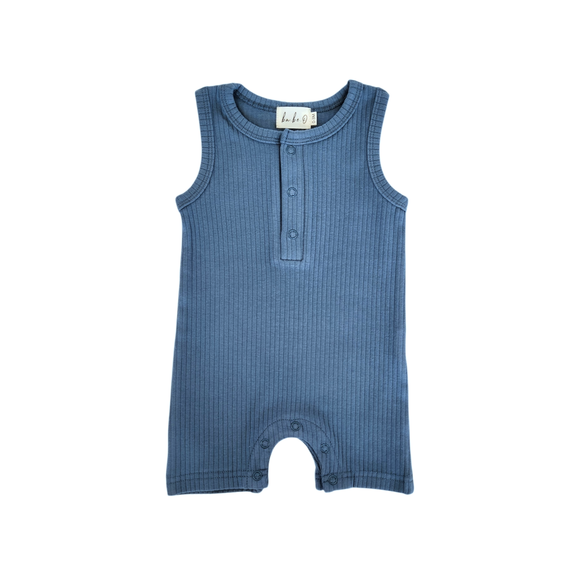 Ribbed Tank Romper - Deep Blue