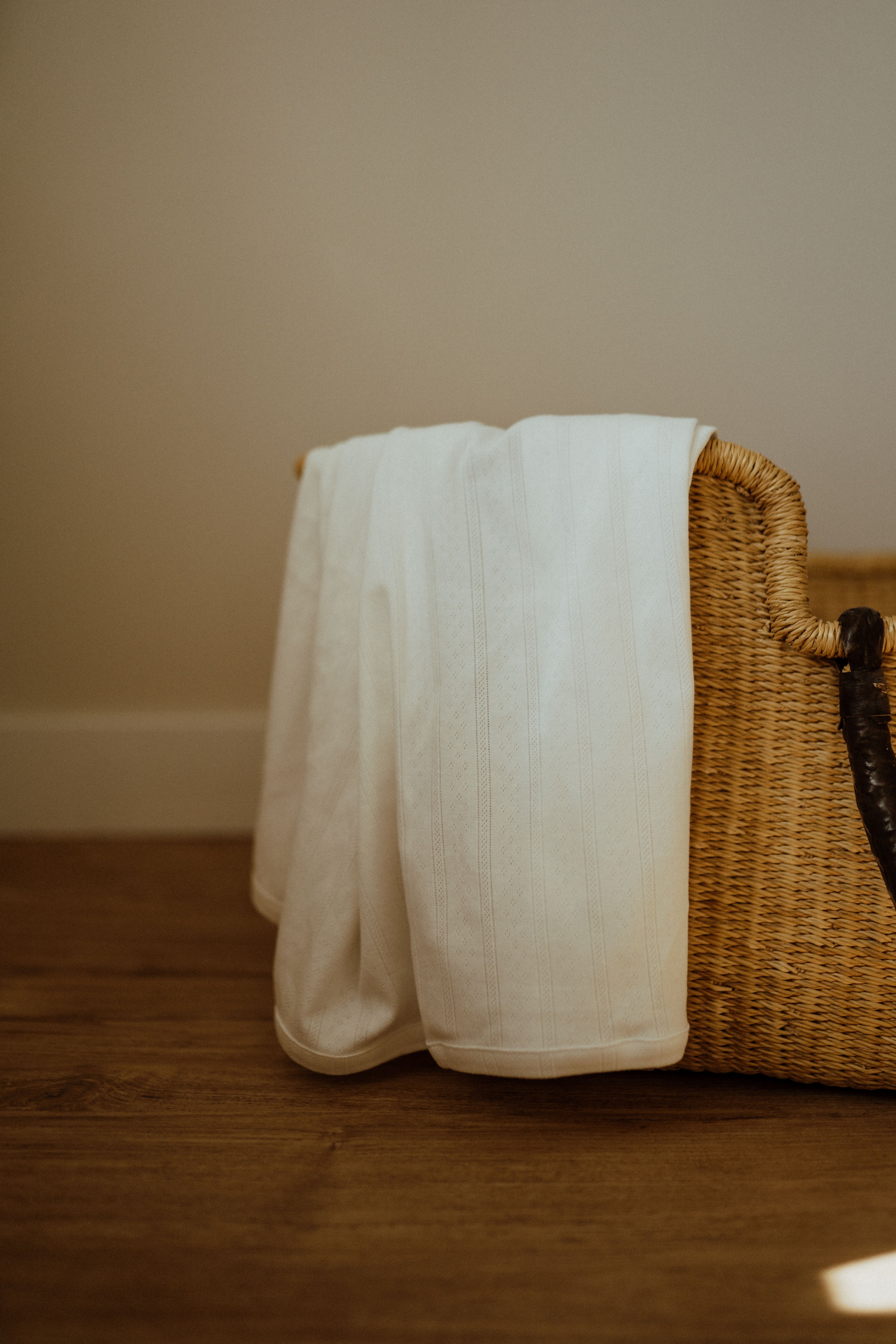Pointelle Swaddle Blanket - Simply White