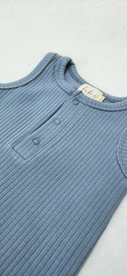 Ribbed Tank Romper - Deep Blue