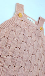 Knit Crochet Romper - Seashell Pink
