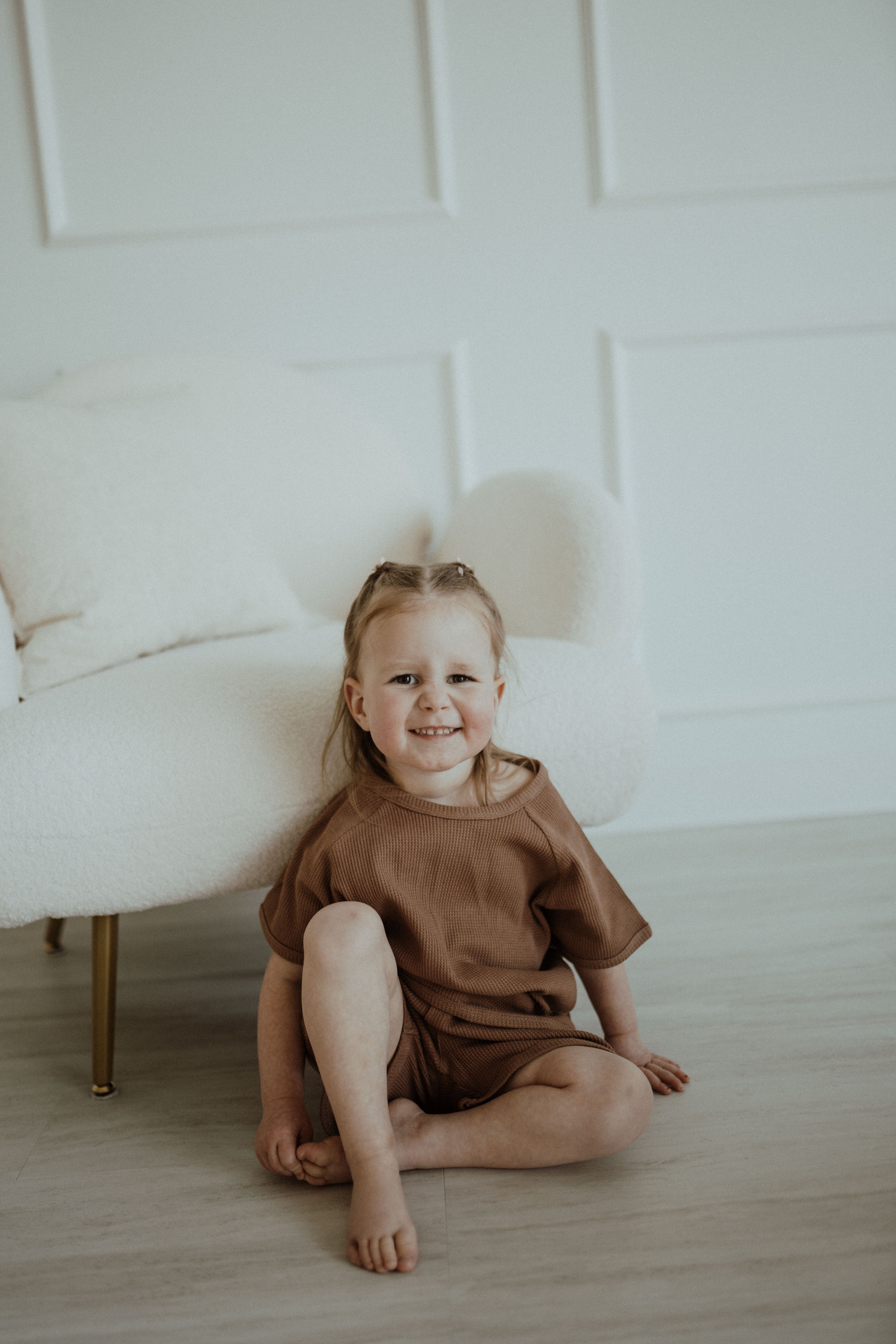 Waffle Short Set - Brown