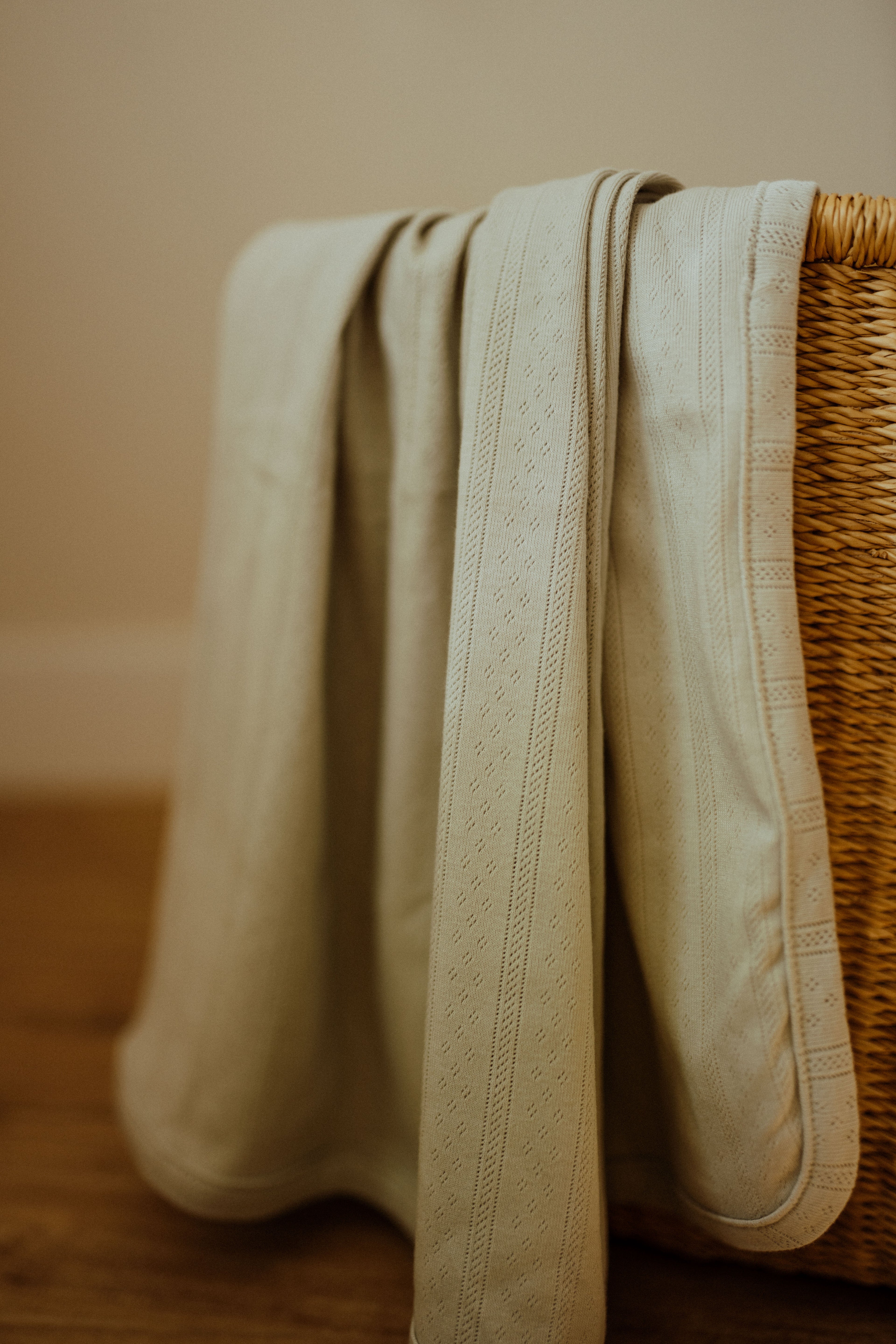 Pointelle Swaddle Blanket - Light Sage