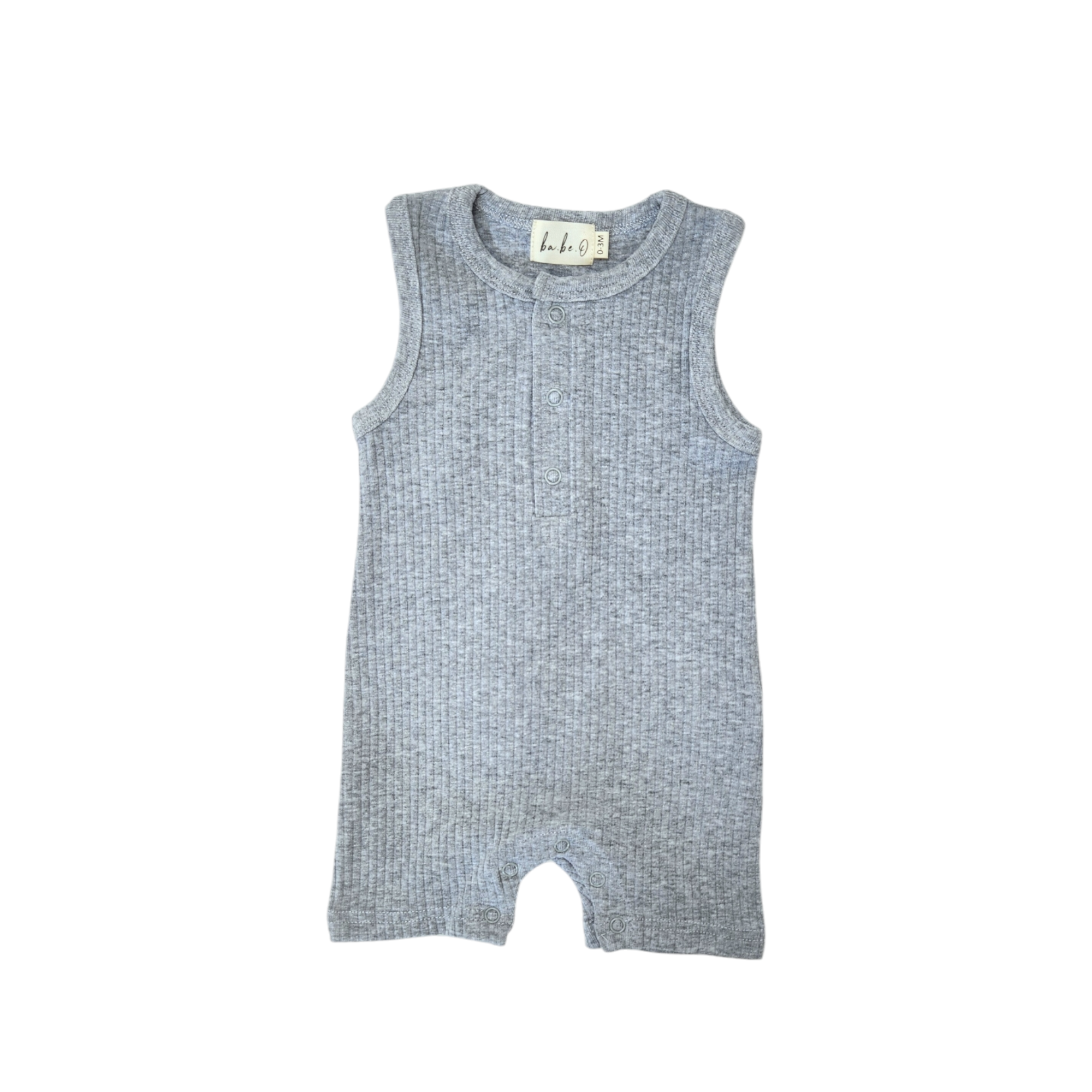 Ribbed Tank Romper - Heathered Grey