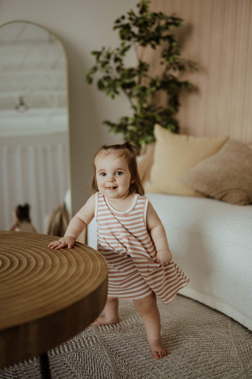 Thin Rib Dress - Pink Stripe