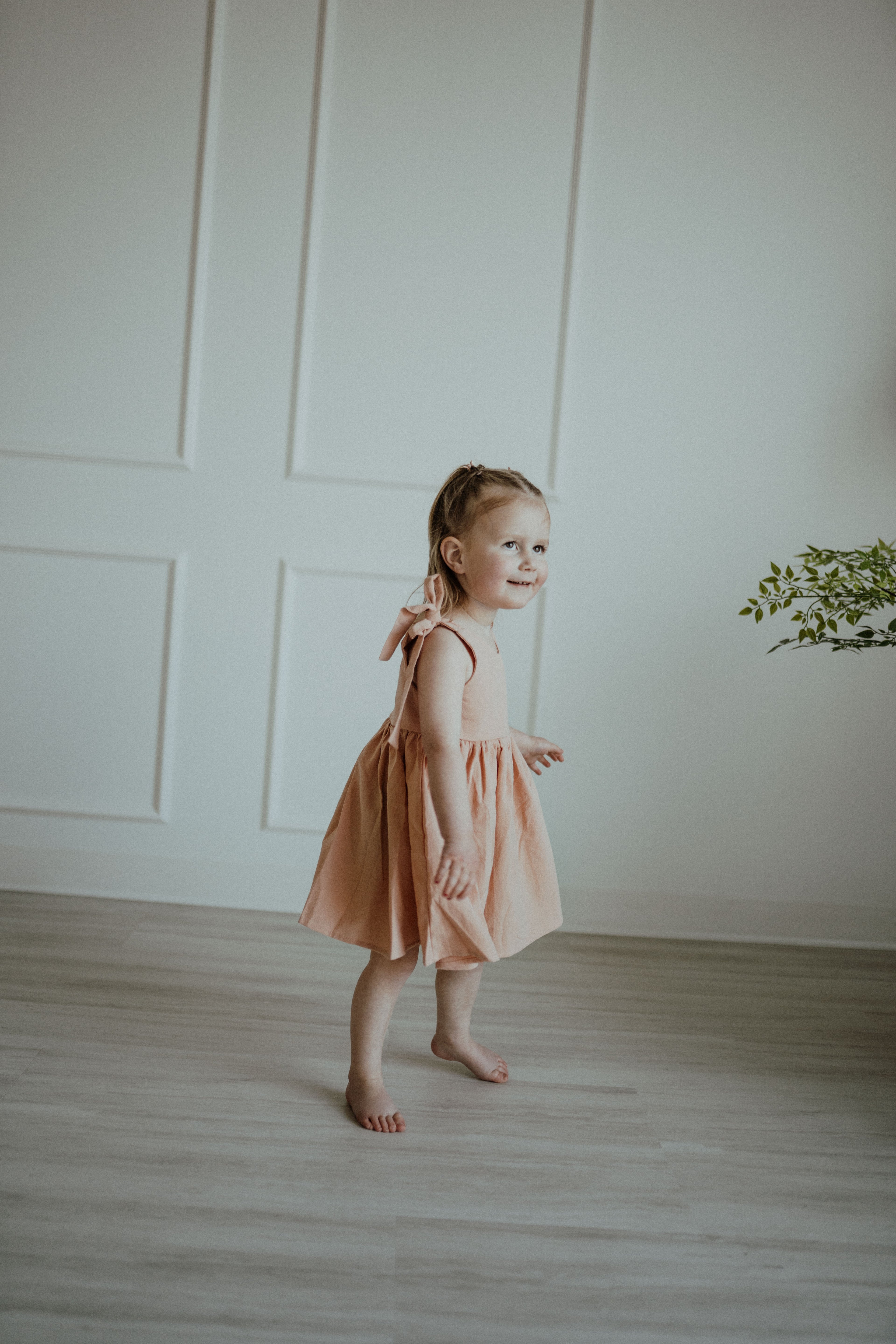 Cotton Shoulder Tie Dress - Dusty Rose