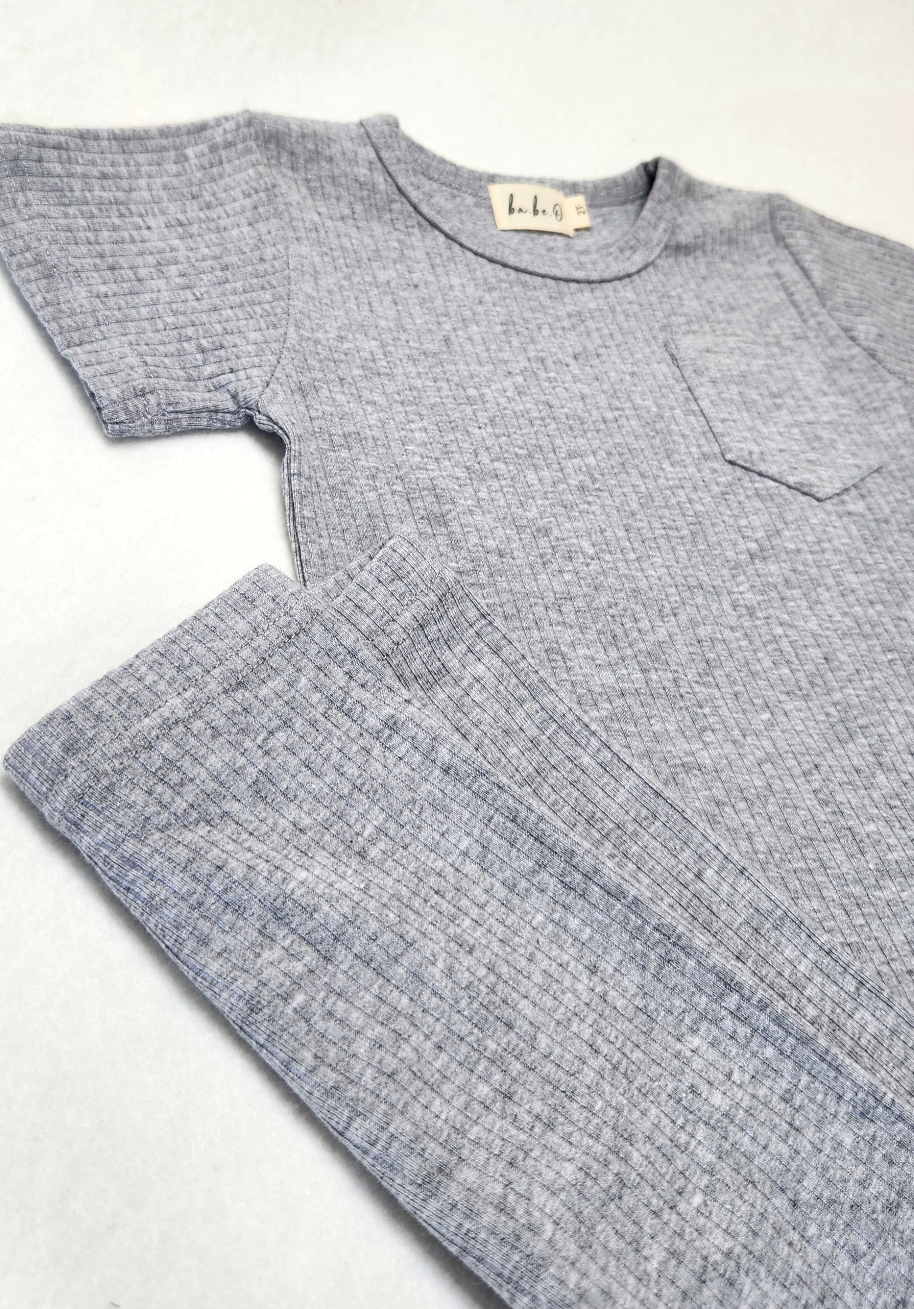 Biker Short Set - Heathered Grey