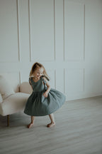 Cotton Shoulder Tie Dress - Teal