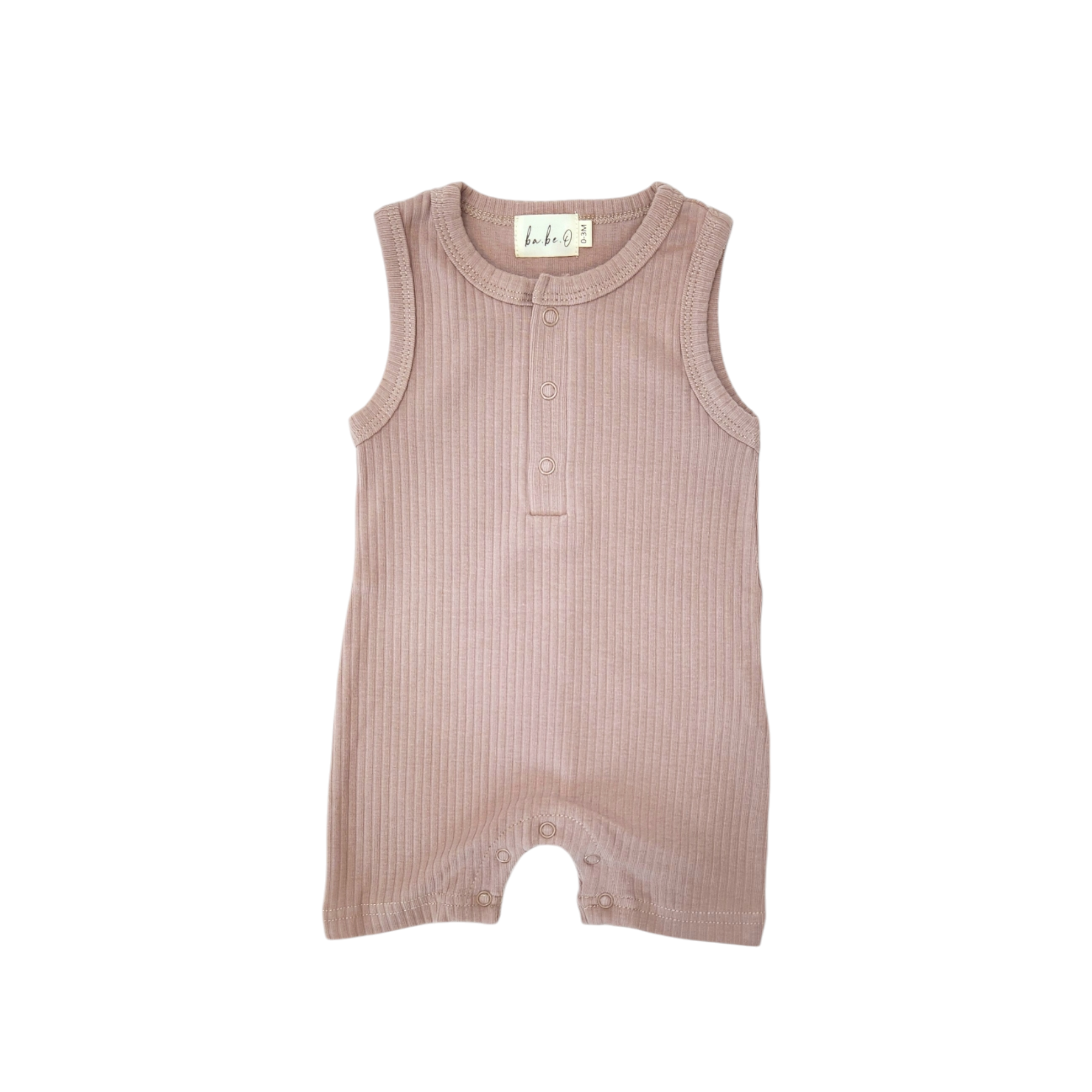 Ribbed Tank Romper - Vintage Mauve