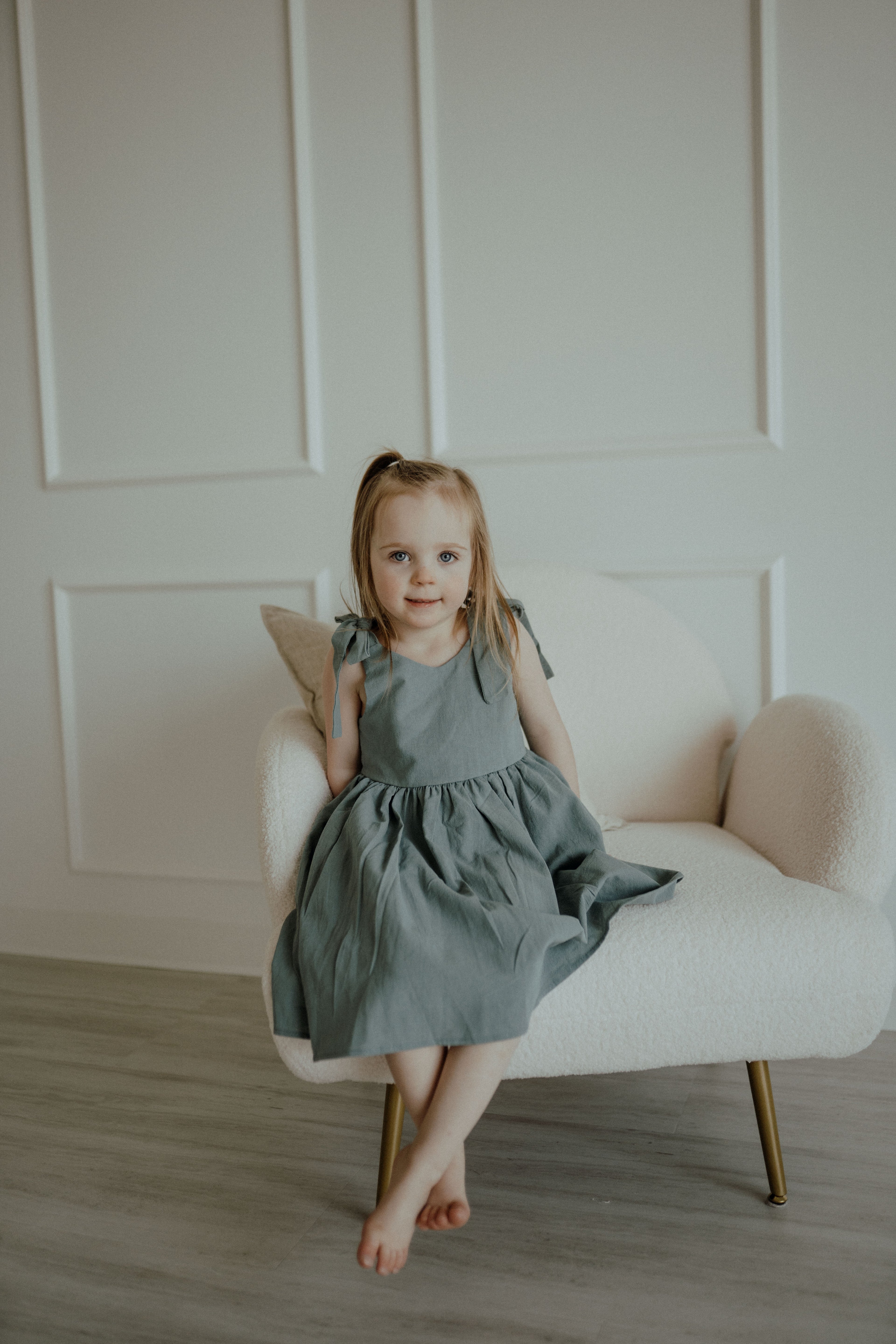 Cotton Shoulder Tie Dress - Teal
