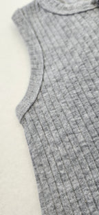 Ribbed Tank Romper - Heathered Grey