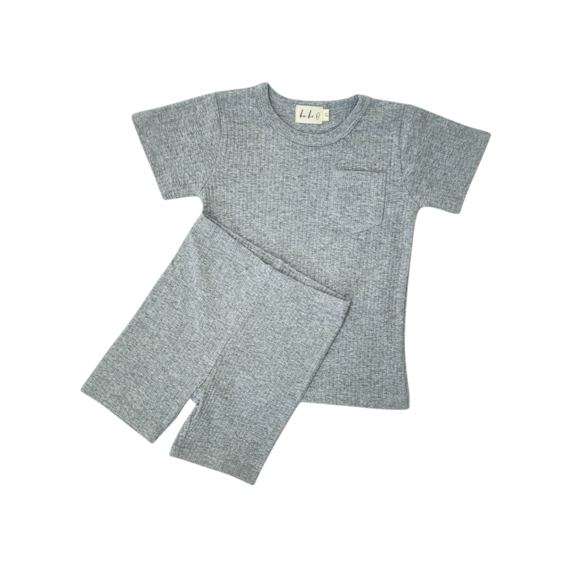 Biker Short Set - Heathered Grey