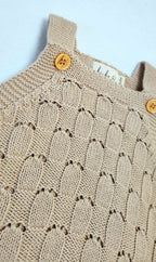 Knit Crochet Romper - Sand