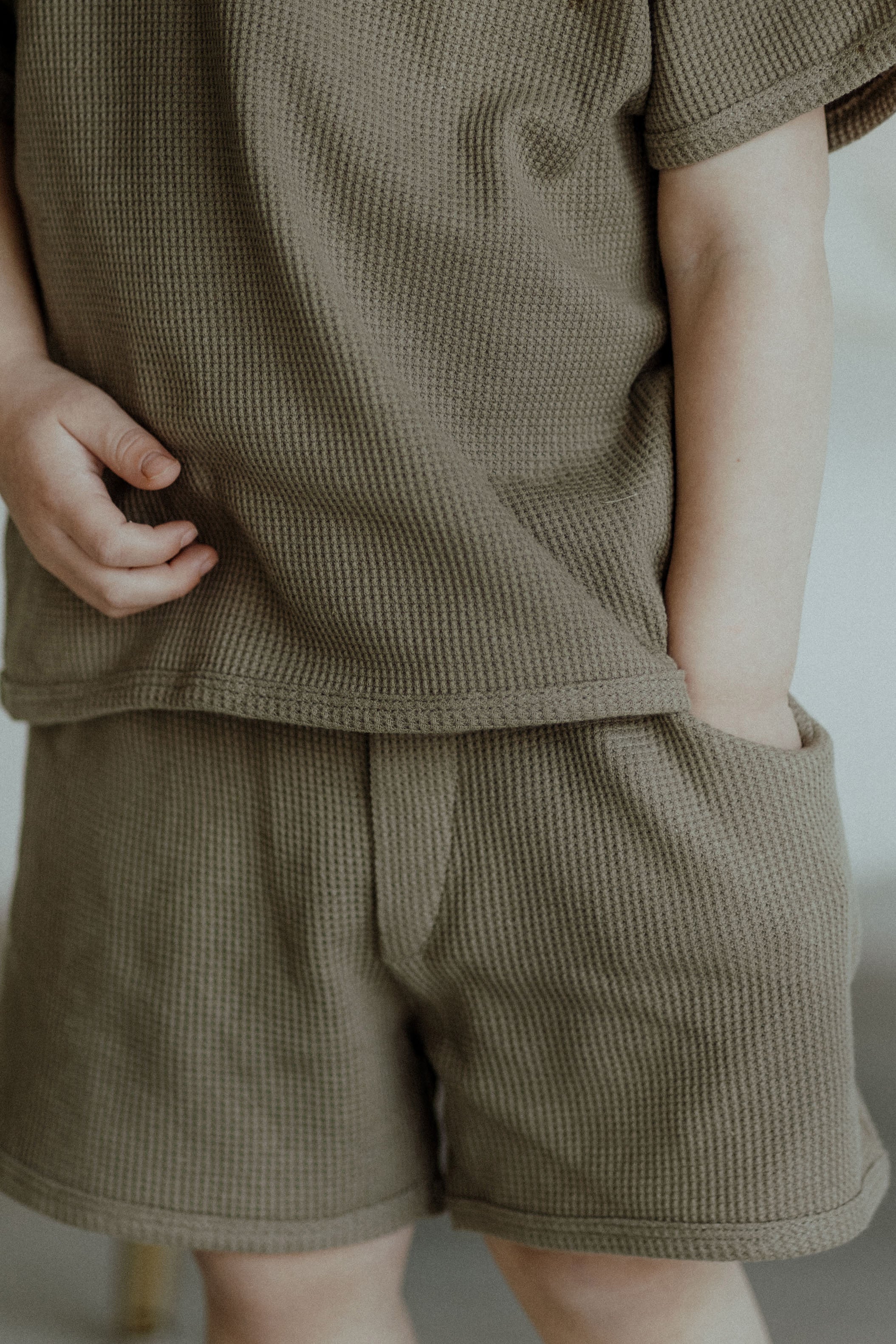Waffle Short Set - Olive